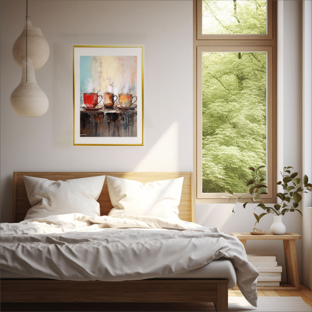 お茶のアートポスター寝室配置イメージ