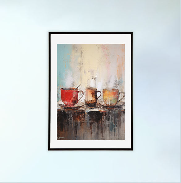 お茶のアートポスター黒フレームあり