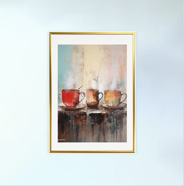 お茶のアートポスター金フレームあり
