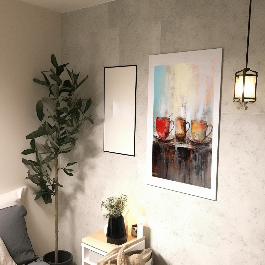 お茶のアートポスター廊下配置イメージ