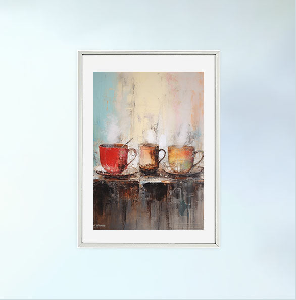 お茶のアートポスター銀フレームあり