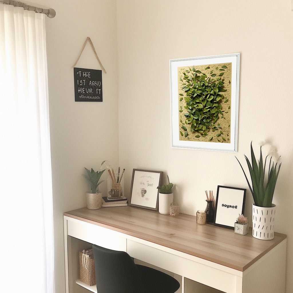 お茶のアートポスター机配置イメージ