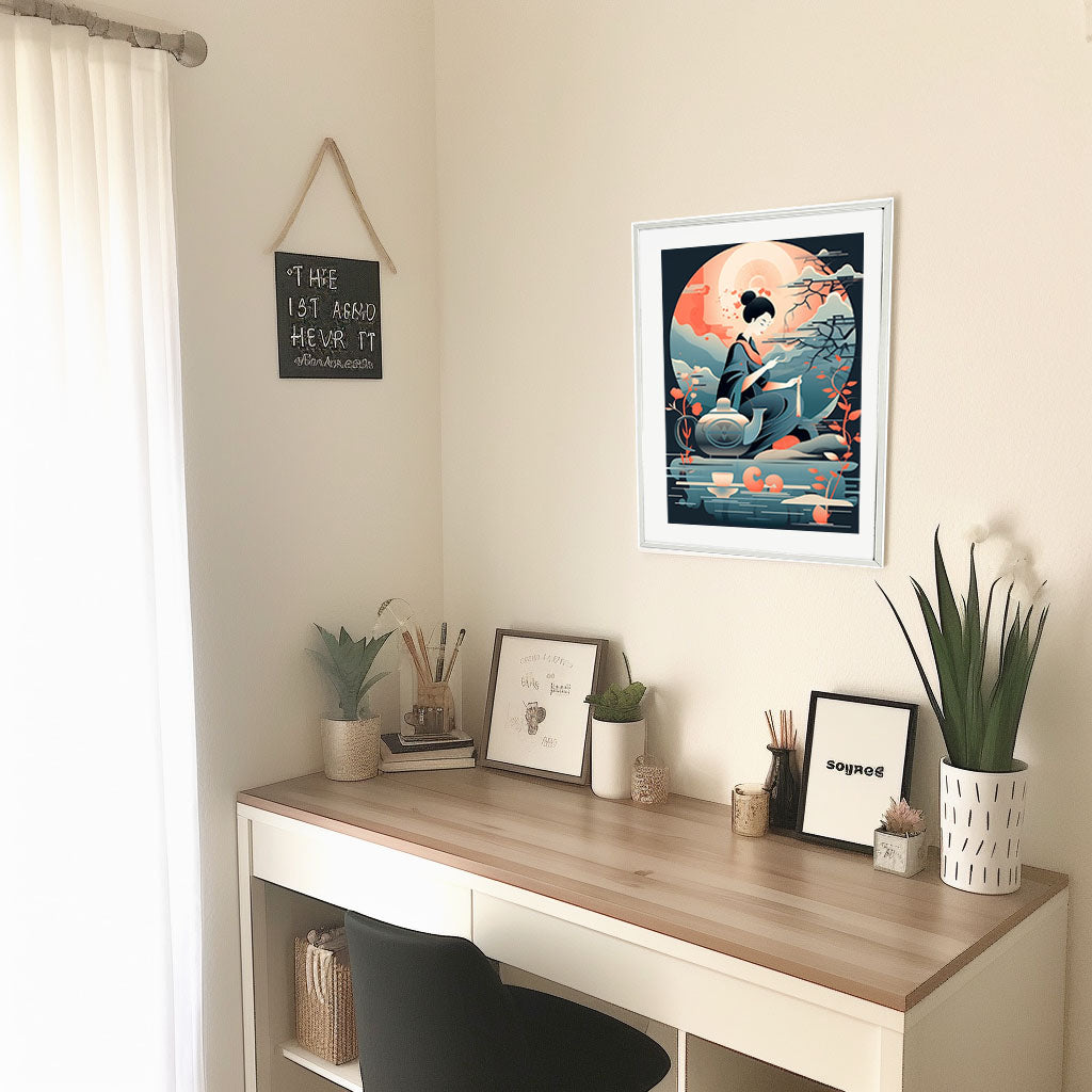 お茶のアートポスター机配置イメージ