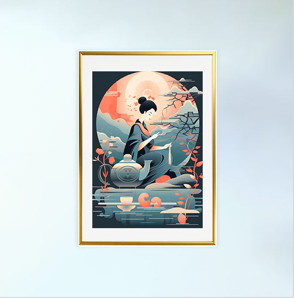 お茶のアートポスター金フレームあり