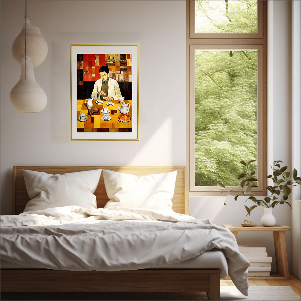 お茶のアートポスター寝室配置イメージ