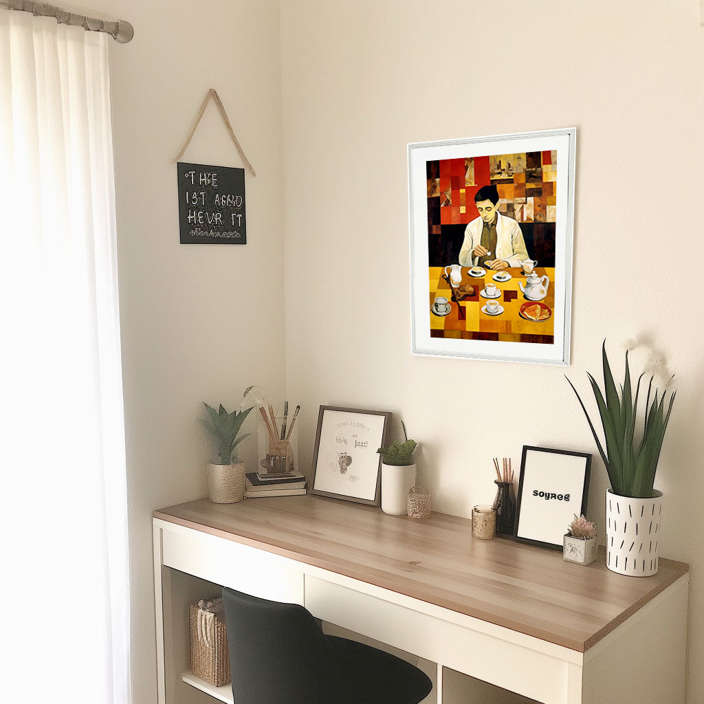 お茶のアートポスター机配置イメージ