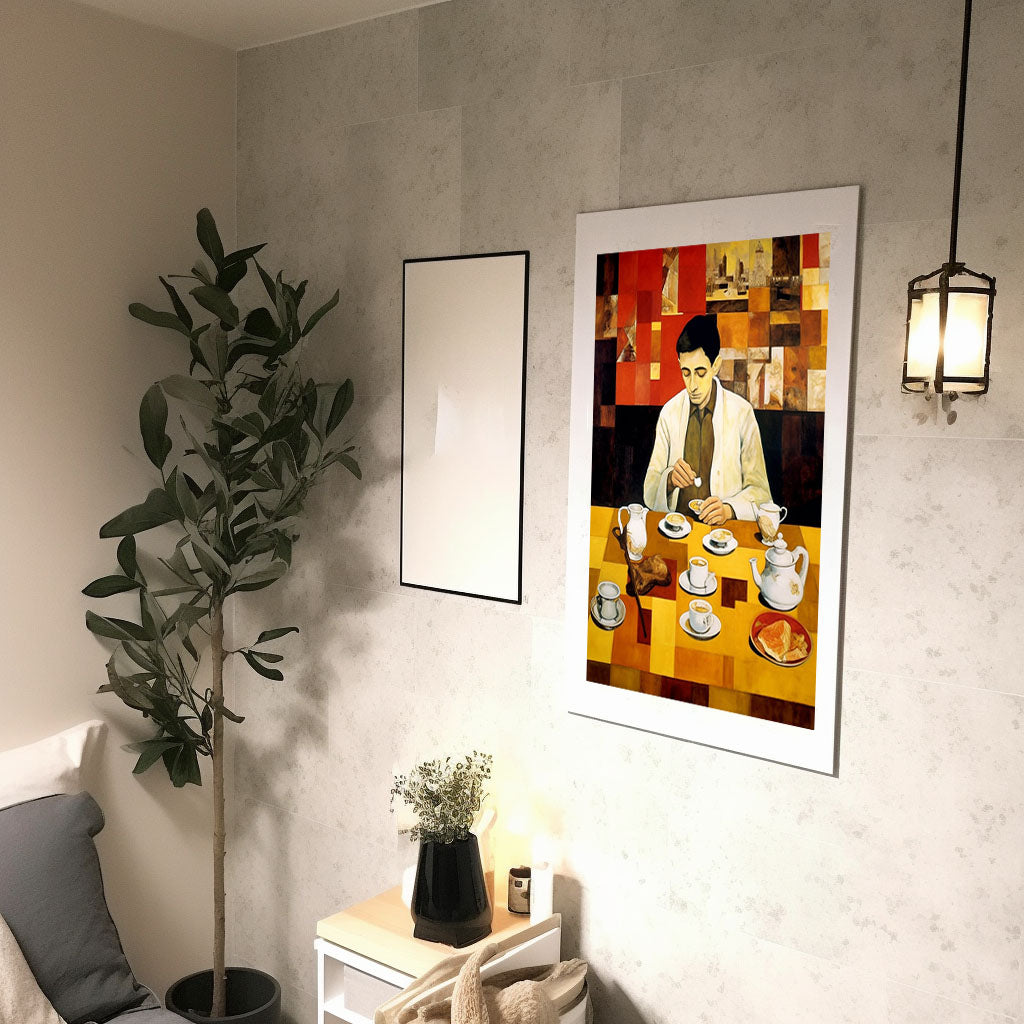 お茶のアートポスター廊下配置イメージ