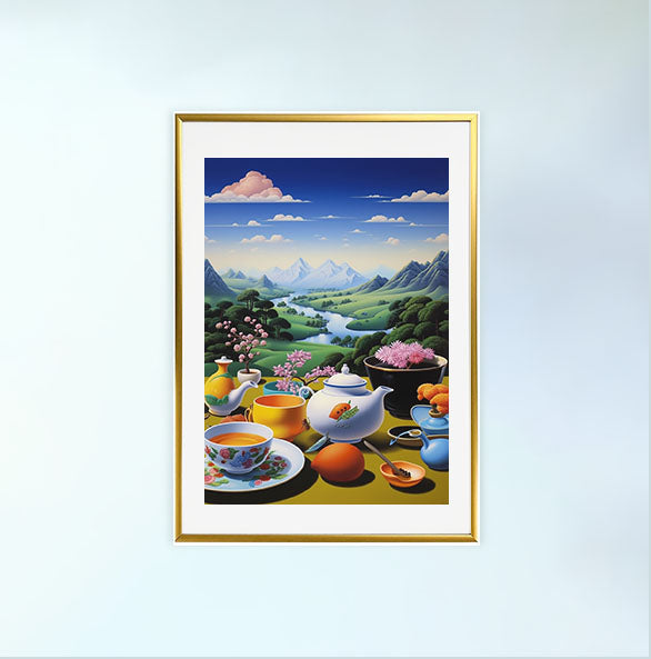 お茶のアートポスター金フレームあり