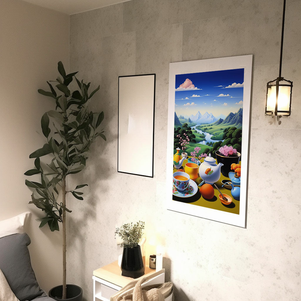 お茶のアートポスター廊下配置イメージ