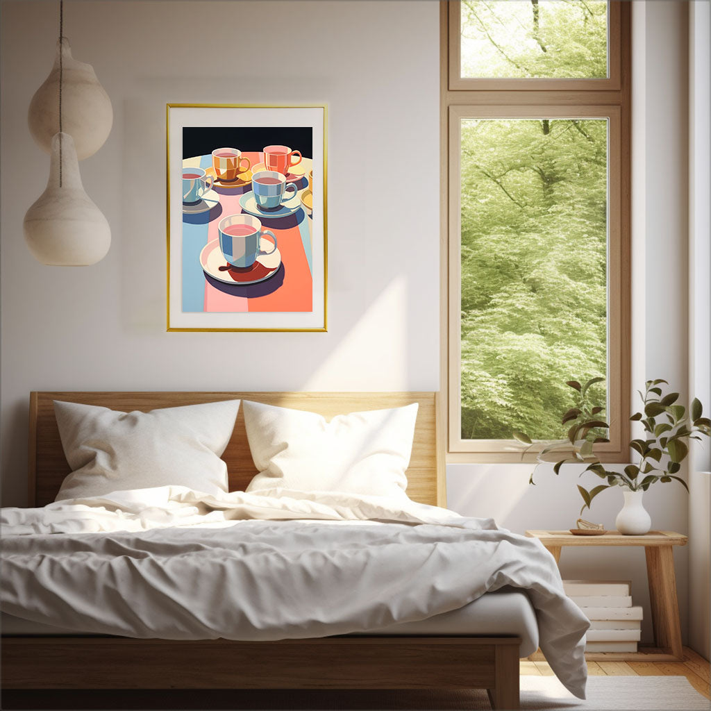 お茶のアートポスター寝室配置イメージ