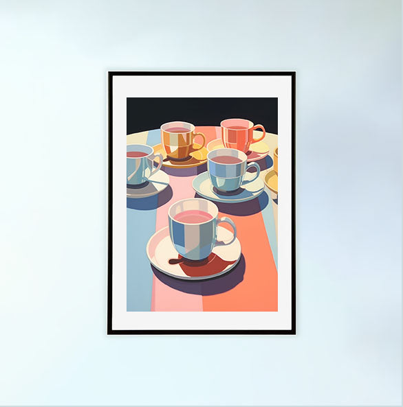 お茶のアートポスター黒フレームあり