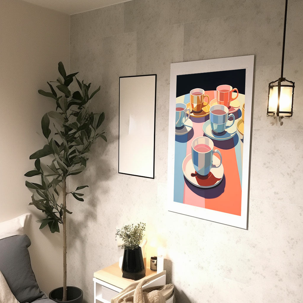 お茶のアートポスター廊下配置イメージ