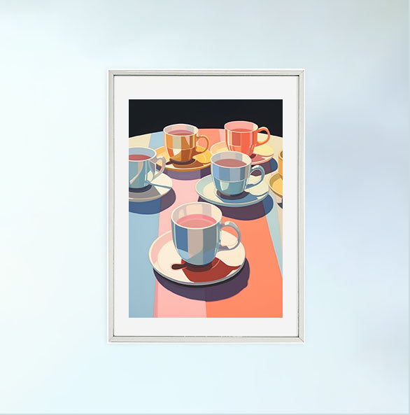 お茶のアートポスター銀フレームあり