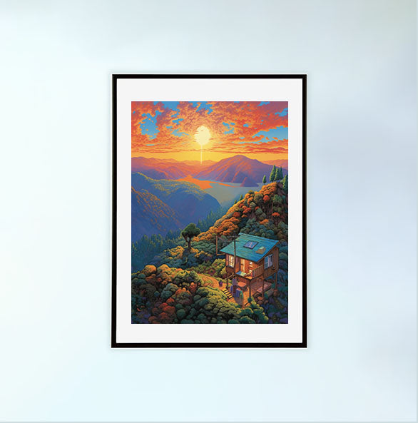 旅行のアートポスター黒フレームあり