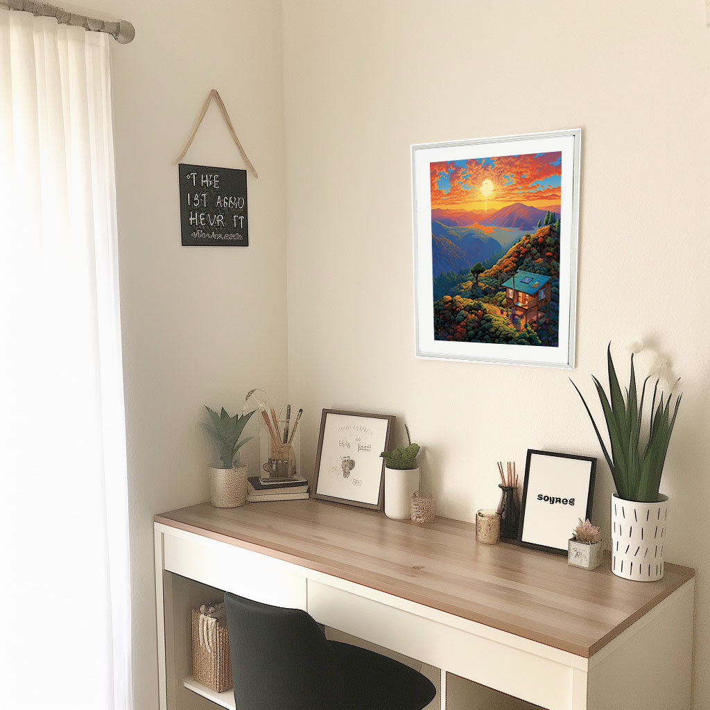 旅行のアートポスター机配置イメージ