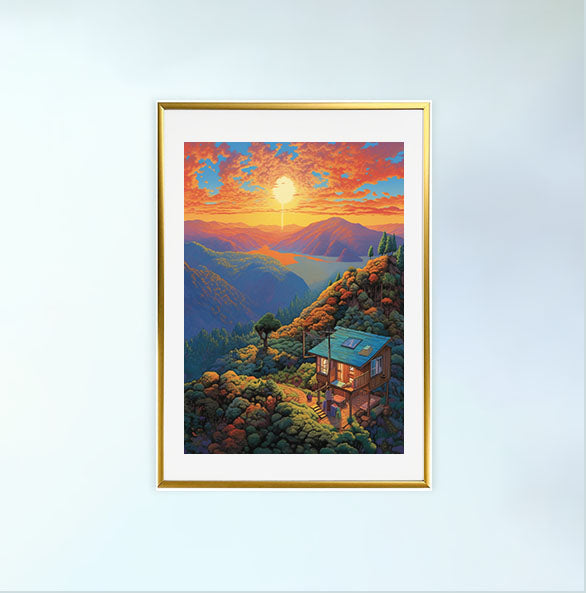 旅行のアートポスター金フレームあり