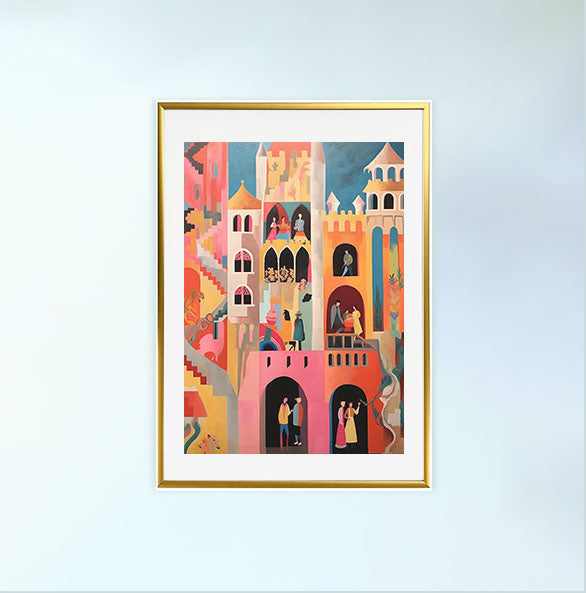 旅行のアートポスター金フレームあり