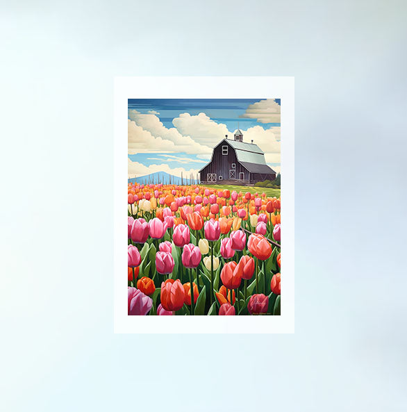 チューリップ畑のアートポスター原画のみ設置イメージ