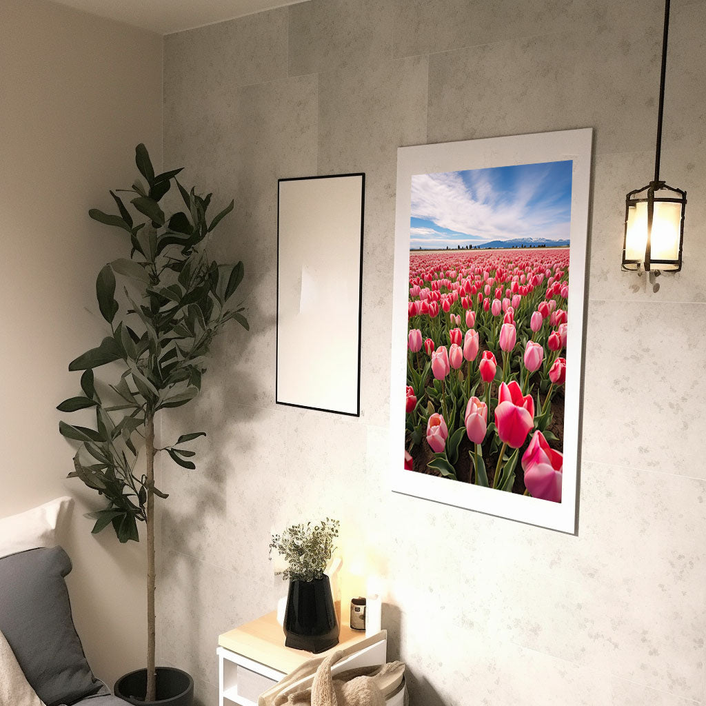 チューリップ畑のアートポスター廊下配置イメージ