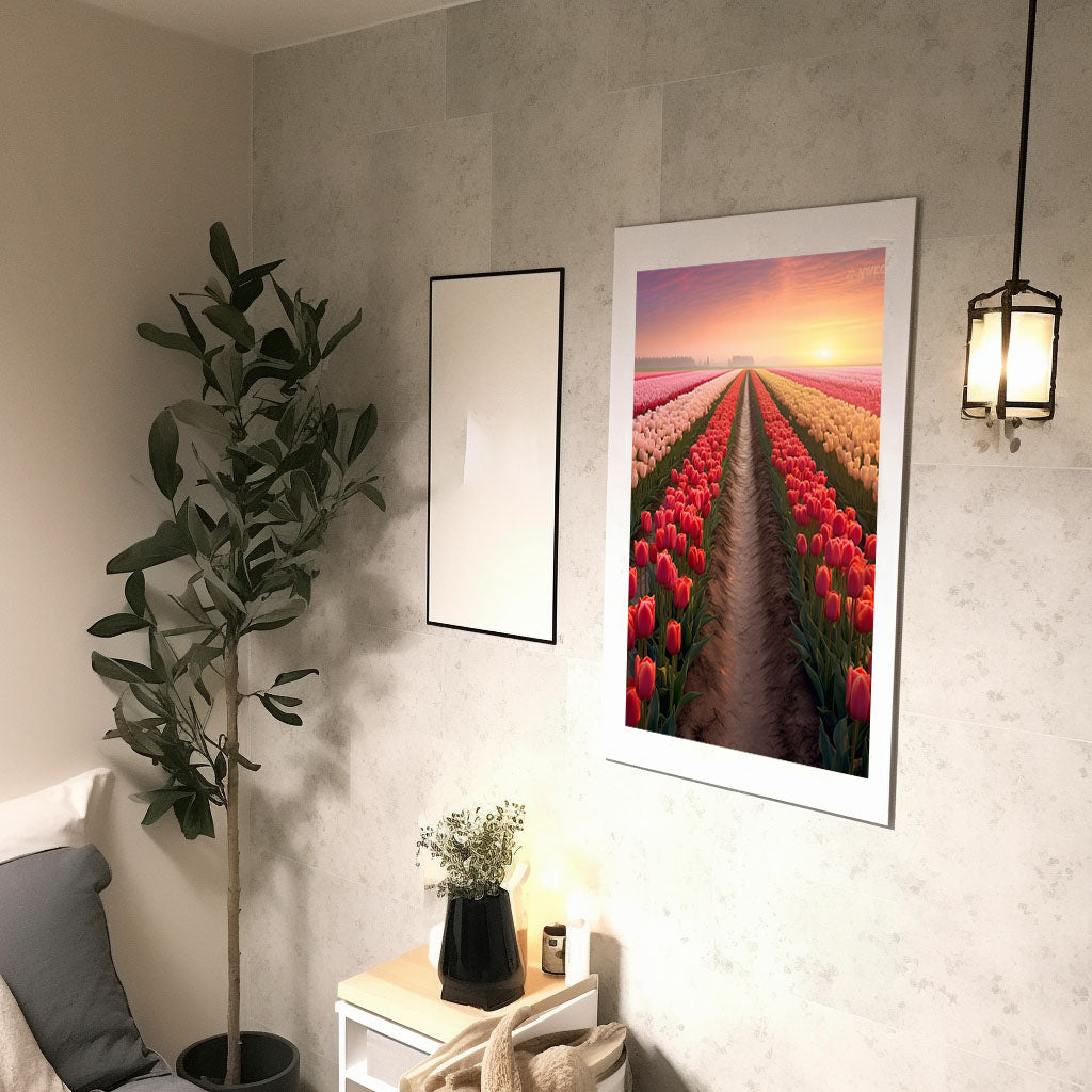 チューリップ畑のアートポスター廊下配置イメージ