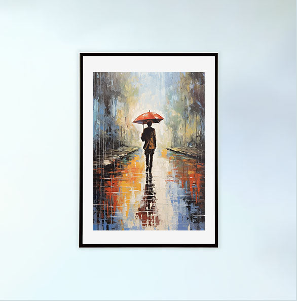 傘のアートポスター黒フレームあり