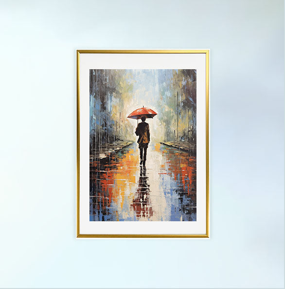 傘のアートポスター金フレームあり