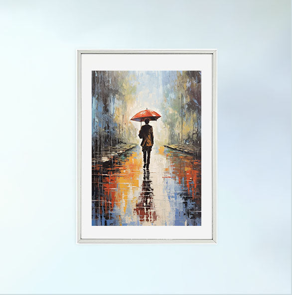 傘のアートポスター銀フレームあり