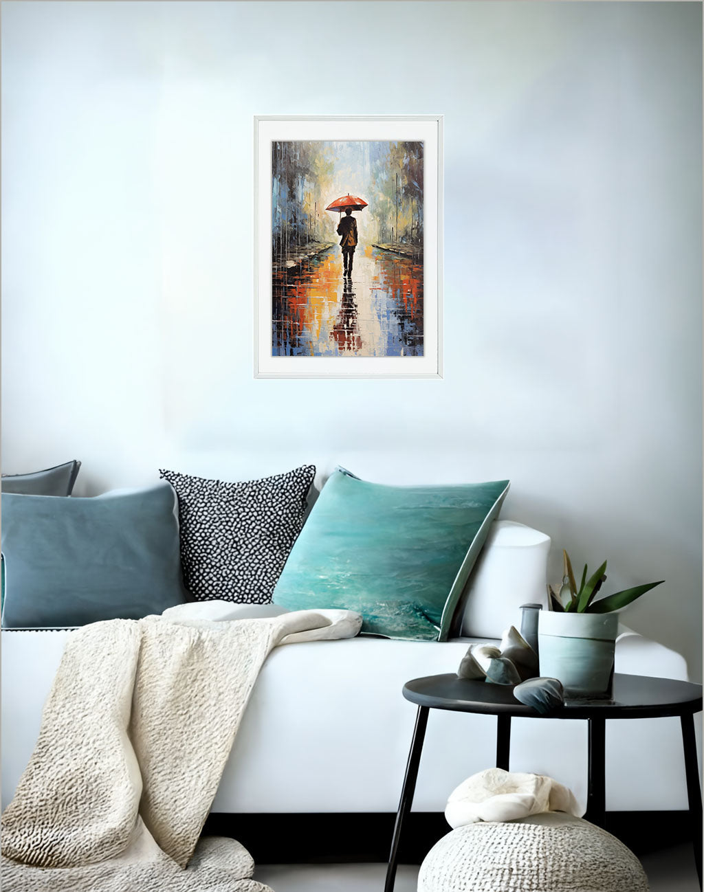 傘のアートポスターソファ配置イメージ