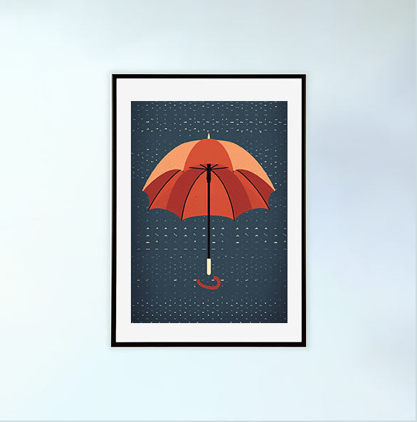 傘のアートポスター黒フレームあり