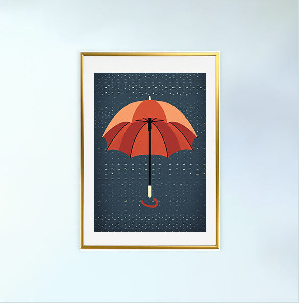 傘のアートポスター金フレームあり