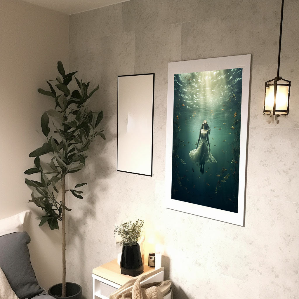 水中写真のアートポスター廊下配置イメージ