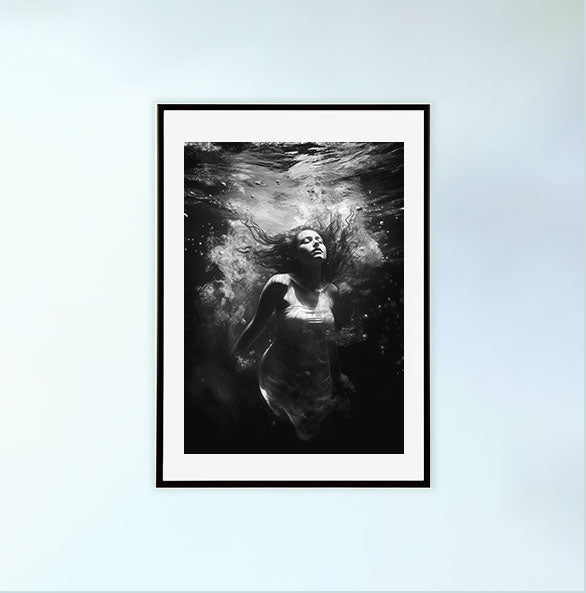 水中写真のアートポスター黒フレームあり