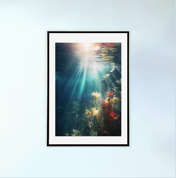 水中写真のアートポスター黒フレームあり