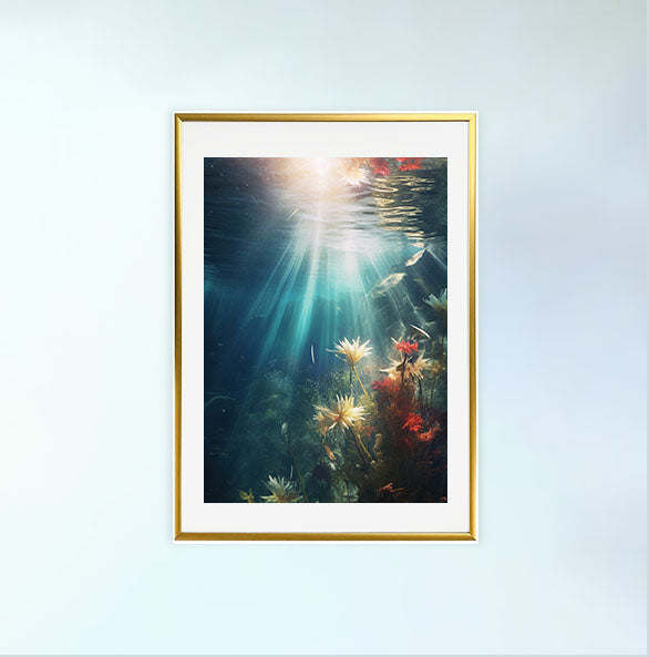 水中写真のアートポスター金フレームあり