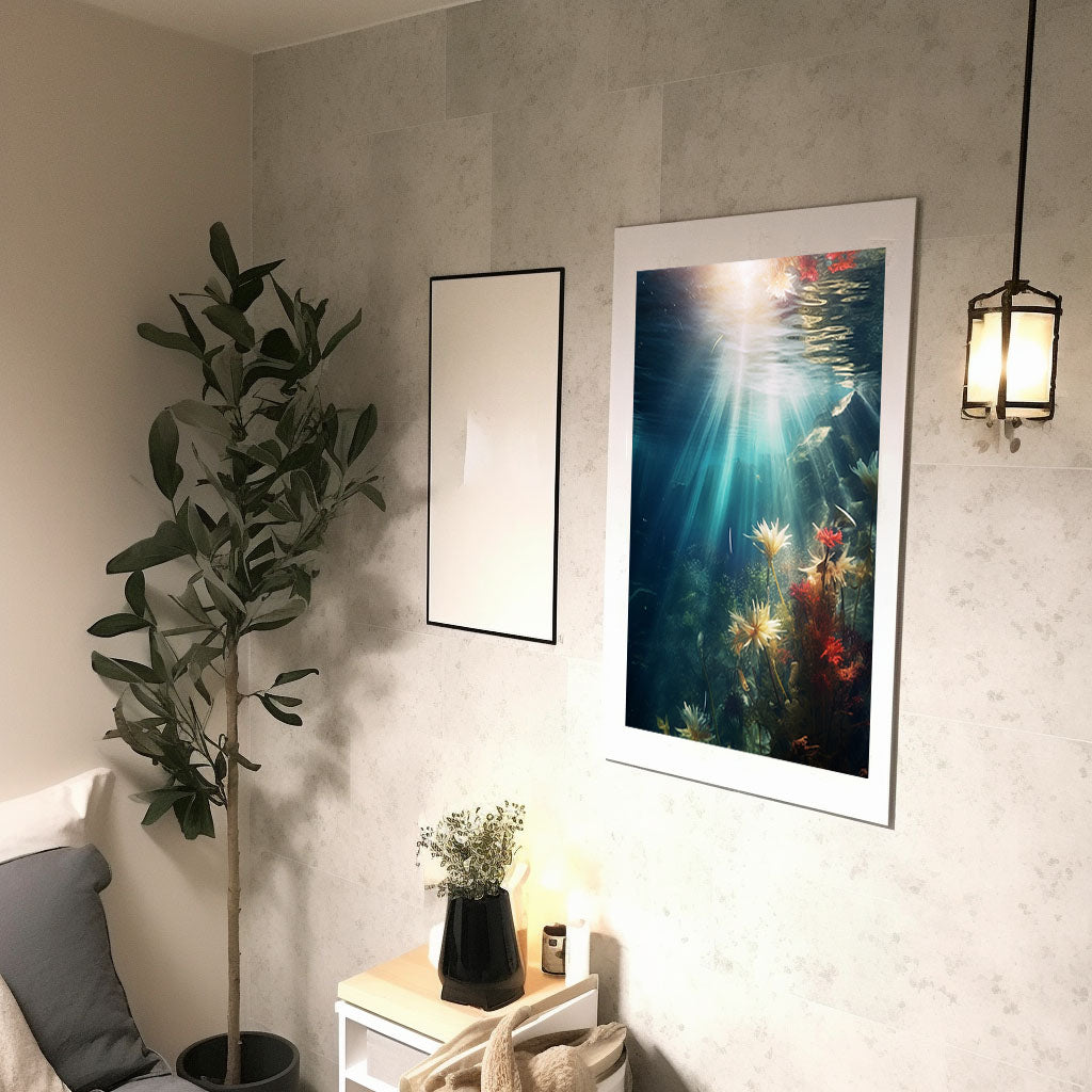 水中写真のアートポスター廊下配置イメージ