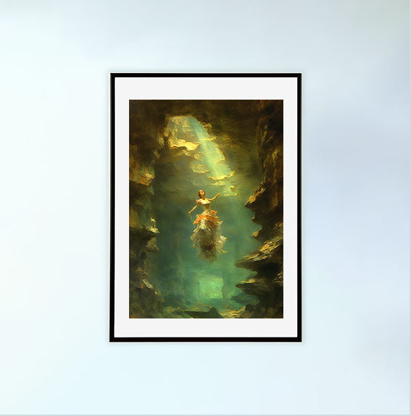 水中写真のアートポスター黒フレームあり