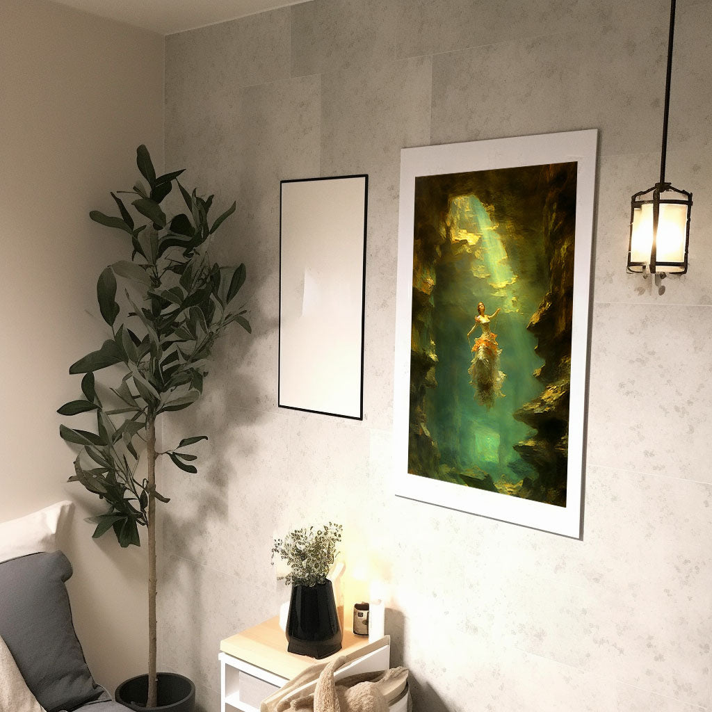 水中写真のアートポスター廊下配置イメージ