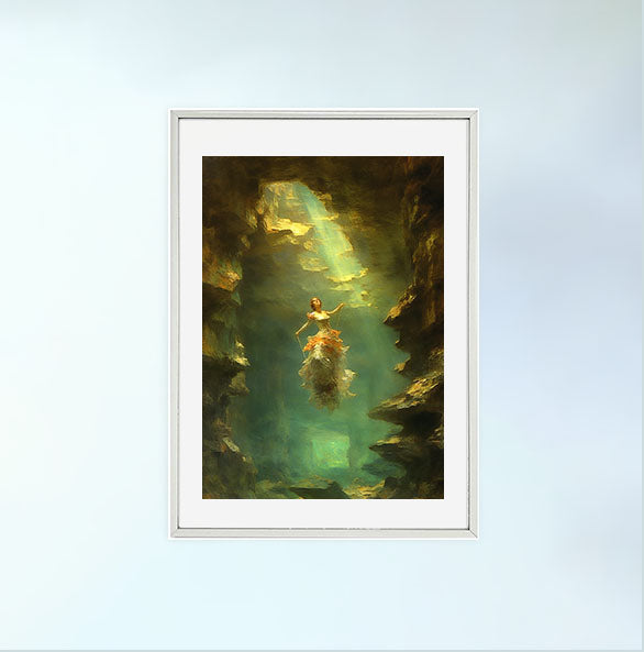 水中写真のアートポスター銀フレームあり