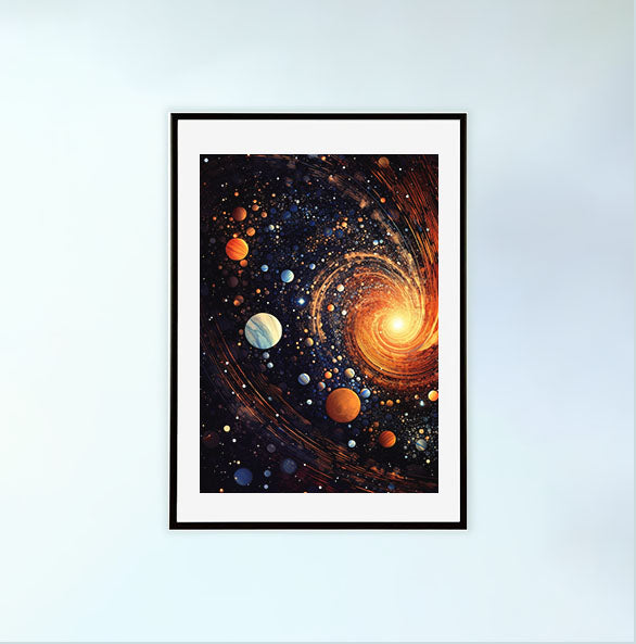 宇宙のアートポスター黒フレームあり
