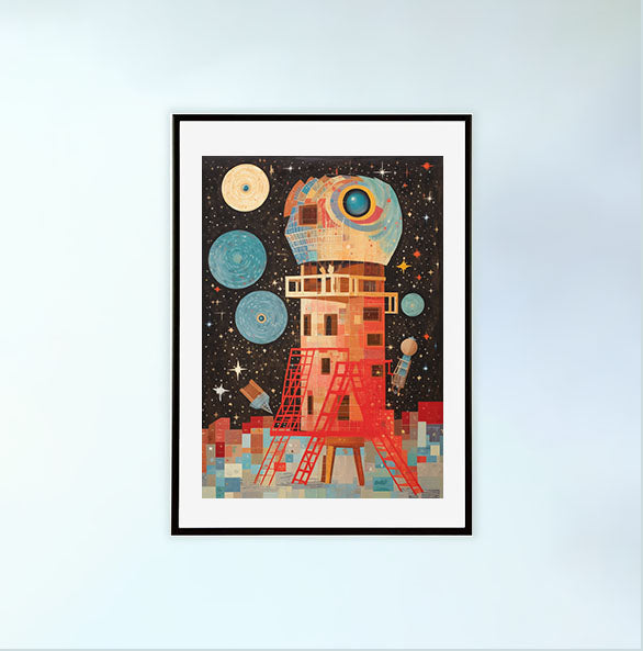 宇宙のアートポスター黒フレームあり