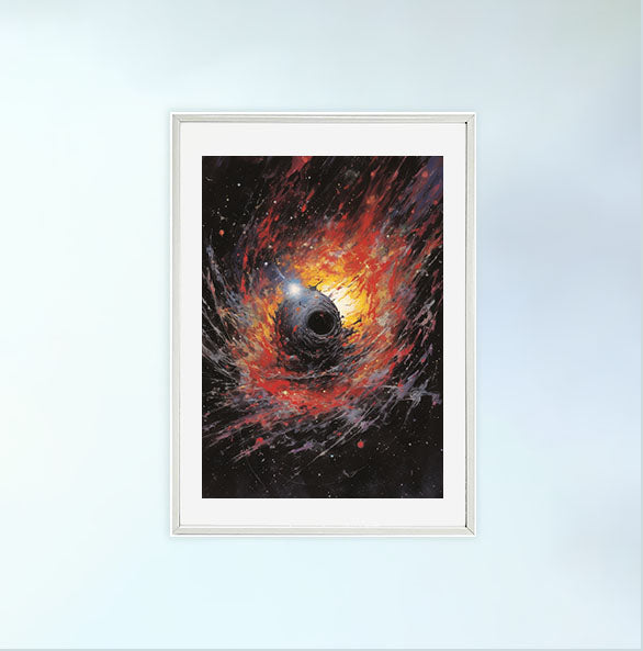 宇宙のアートポスター白フレームあり