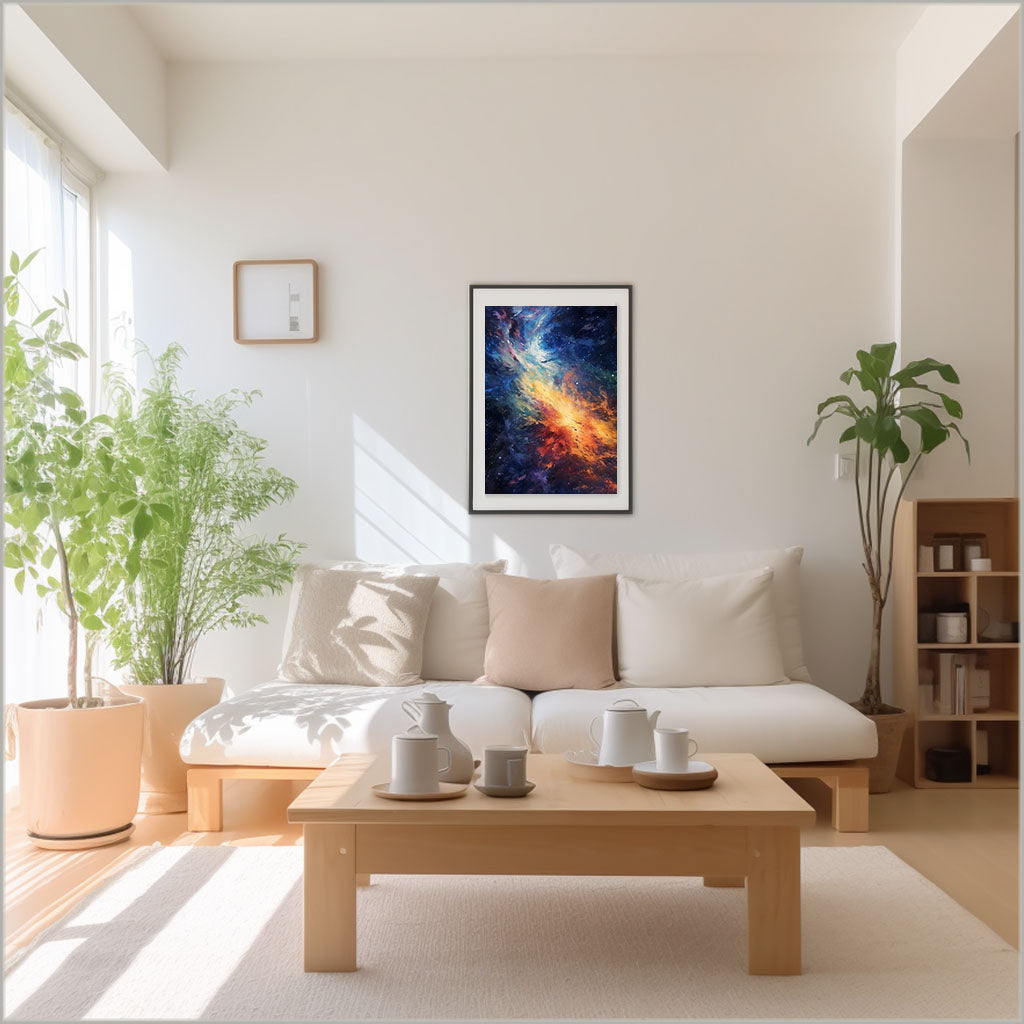 宇宙のアートポスターリビング配置イメージ