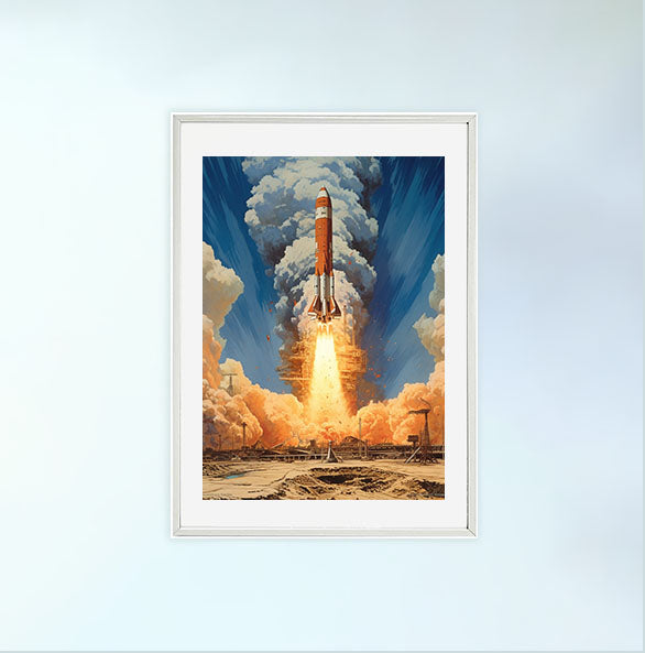 宇宙のアートポスター白フレームあり