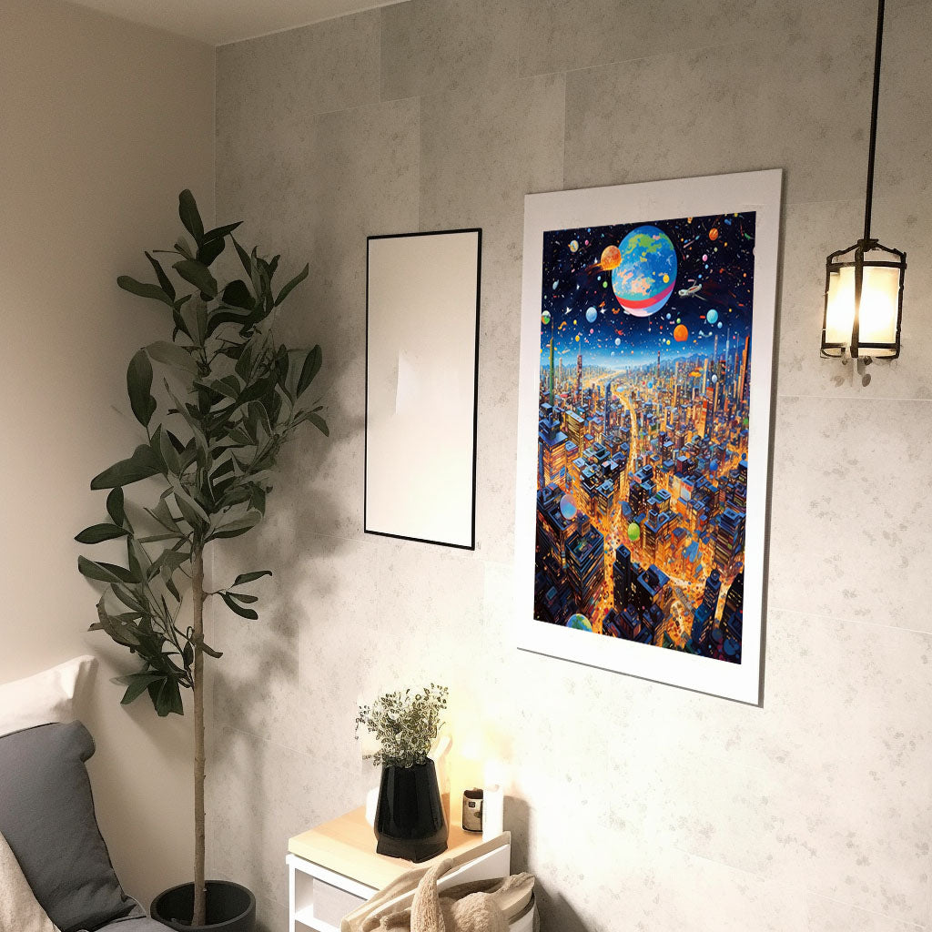 宇宙のアートポスター廊下配置イメージ