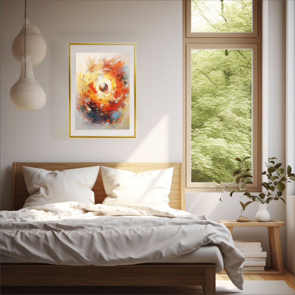 宇宙のアートポスター寝室配置イメージ