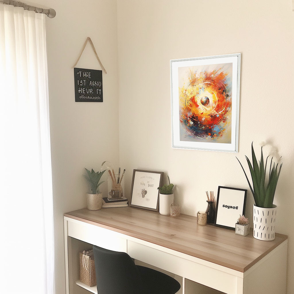 宇宙のアートポスター机配置イメージ