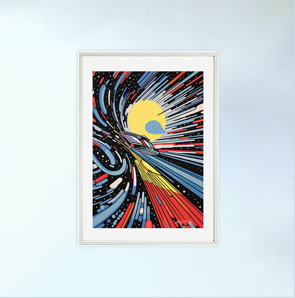宇宙のアートポスター白フレームあり