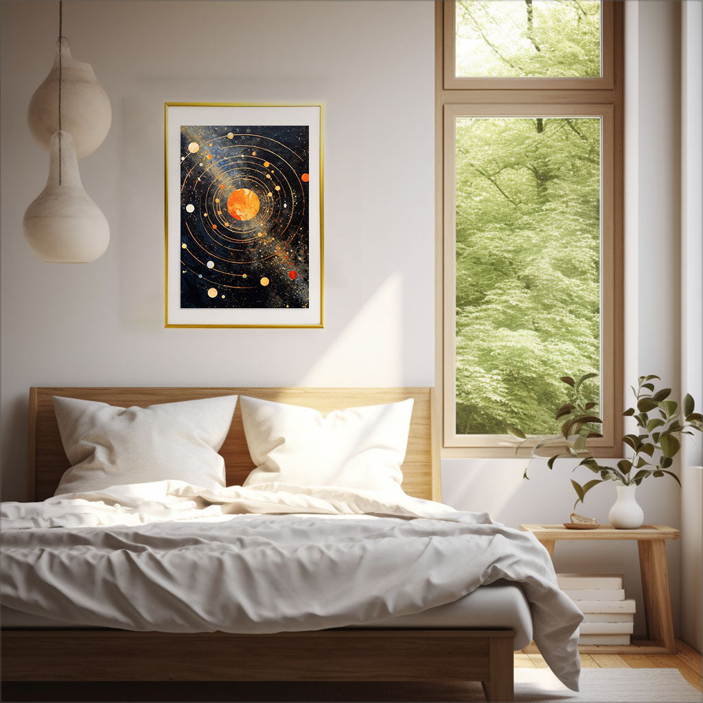 宇宙のアートポスター寝室配置イメージ