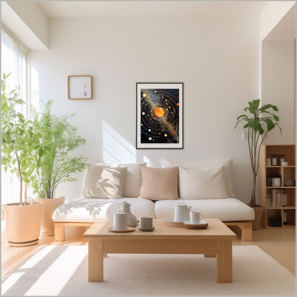 宇宙のアートポスターリビング配置イメージ