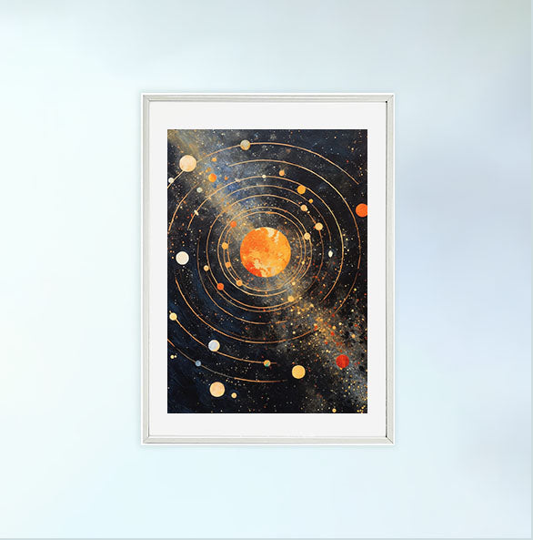 宇宙のアートポスター白フレームあり